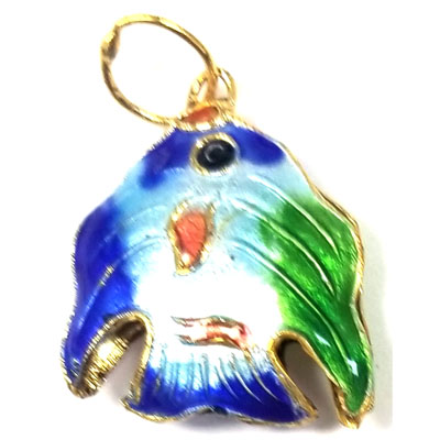 ENAMEL FISH 21X23MM BLUE